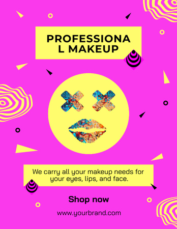 Ontwerpsjabloon van Poster 8.5x11in van Sale of Professional Cosmetics for Makeup