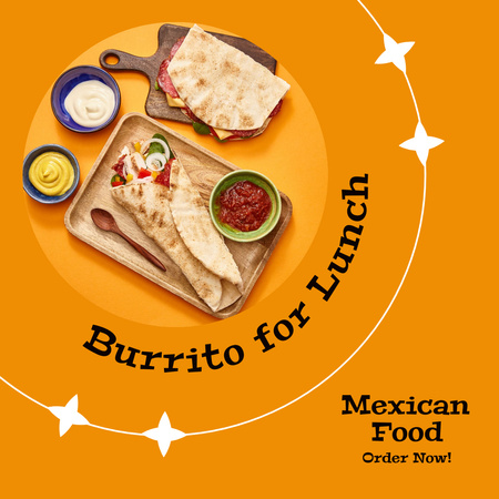 Plantilla de diseño de Pide burrito para el almuerzo Instagram 