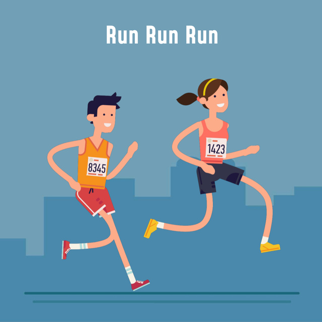 People running marathon race Animated Post Modelo de Design