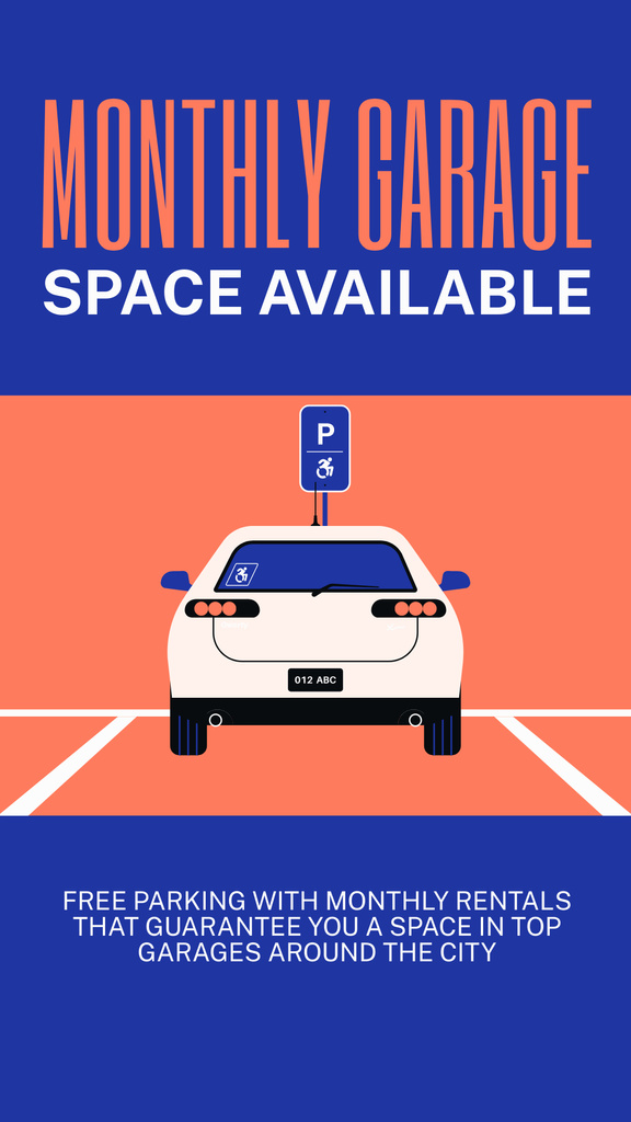Affordable Monthly Car Garage Rental Instagram Storyデザインテンプレート