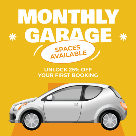 Discount on Monthly Rental of Available Garage Spaces Instagram Design Template
