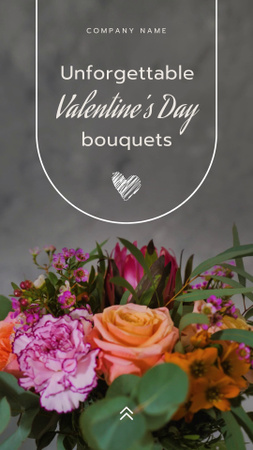 Colorful Bouquets For Saint Valentine`s Day Instagram Video Story Design Template