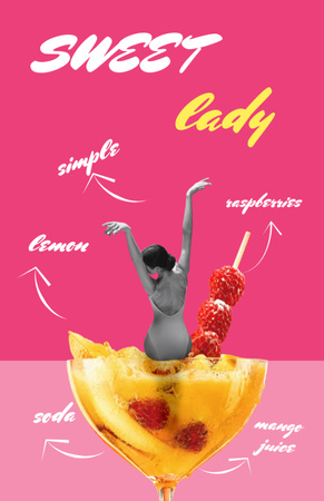 Ontwerpsjabloon van Recipe Card van vrouw in badpak in zomer cocktail