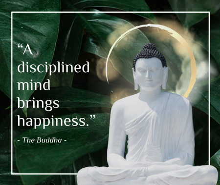 Buddha's Phrase about Disciplined Mind Facebook Design Template