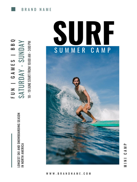 Summer Surf Camp Poster US Design Template