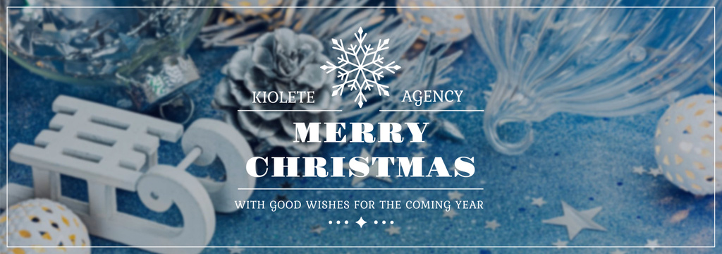 Platilla de diseño Christmas Greeting Shiny Decorations in Blue Tumblr