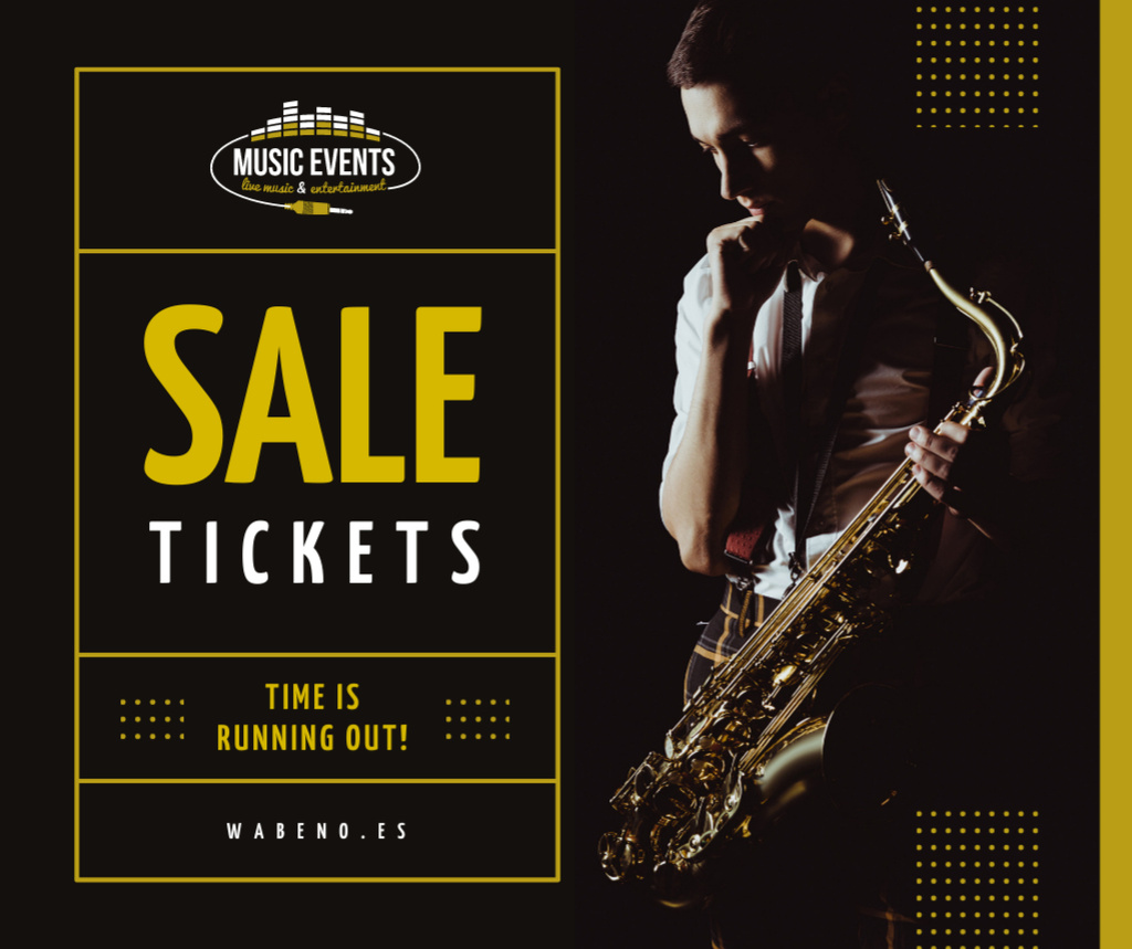 Saxophone Concert invitation Musician in spotlight Facebook Šablona návrhu