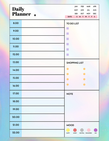 Daily Timetable by Hours Notepad 8.5x11in Design Template