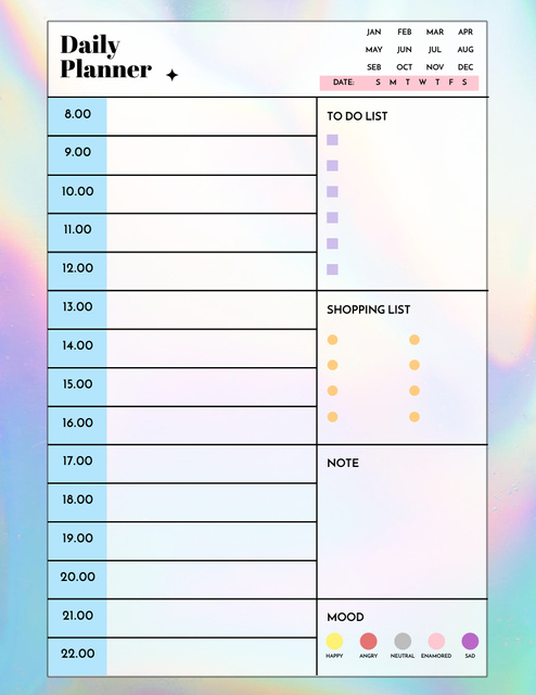 Daily Timetable by Hours Notepad 8.5x11inデザインテンプレート