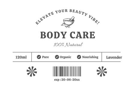Pure Body Care Product With Lavender Label Design Template