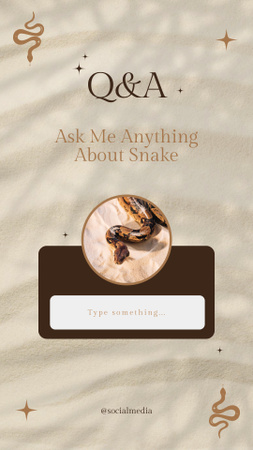 Designvorlage Ask Me Anything About Snake für Instagram Story
