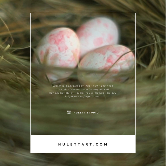 Modèle de visuel Colored Easter eggs in nest - Animated Post