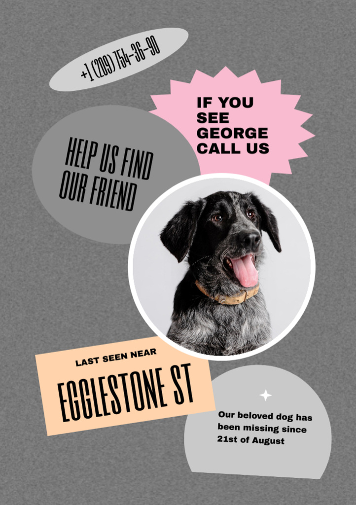 Request for Finding Missing Puppy Flyer A5 tervezősablon