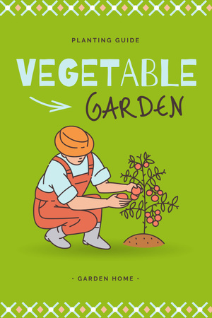 Gardener planting Vegetable Pinterest Design Template