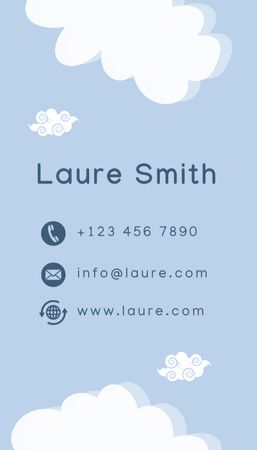 Babysitting Services Ad with Clouds Business Card US Verticalデザインテンプレート