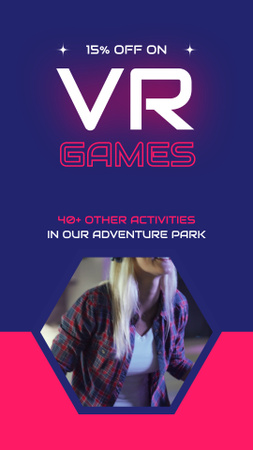 Eğlence Parkında İndirimli Heyecan Verici VR Oyunları Instagram Video Story Tasarım Şablonu