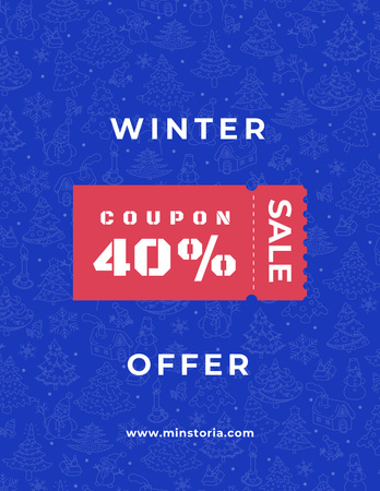Winter Offer with Snowy Landscape Poster 8.5x11in Design Template