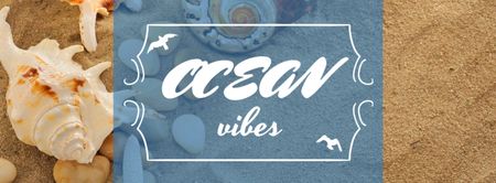 Szablon projektu podróże inspiracji z muszli na piasku Facebook cover