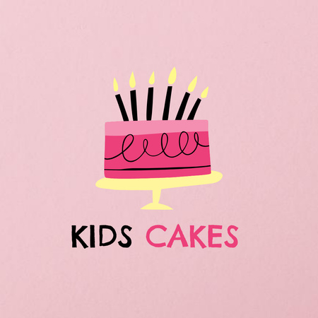 Kids Cakes Ad with Festive Candles Logo 1080x1080px Modelo de Design