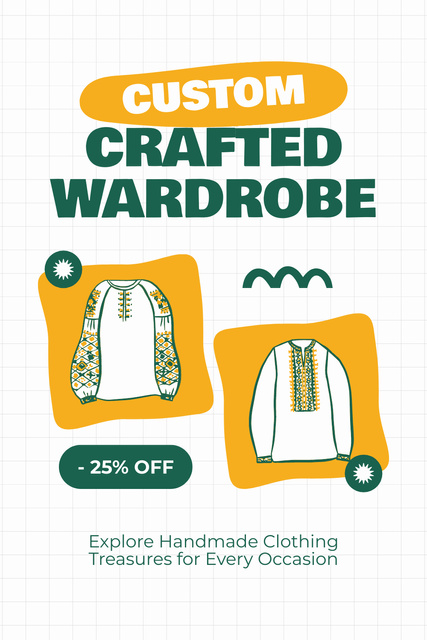 Designvorlage Discount on Custom Handmade Wardrobe für Pinterest