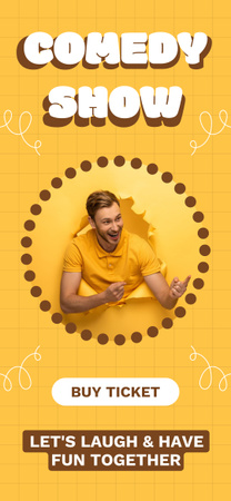 Ontwerpsjabloon van Snapchat Geofilter van Advertentie voor comedyshow met lachende man