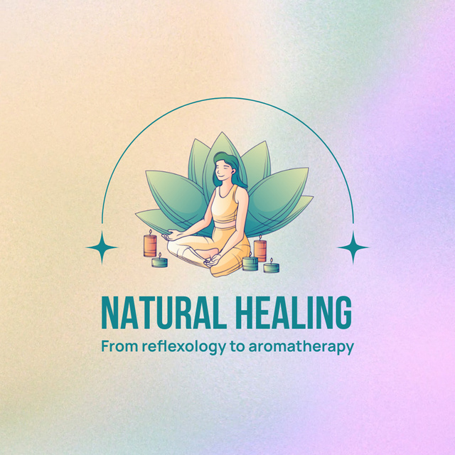Natural Healing Center With Reflexology And Aromatherapy Animated Logoデザインテンプレート