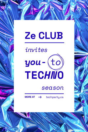 Techno Party Announcement Flyer 4x6in Design Template