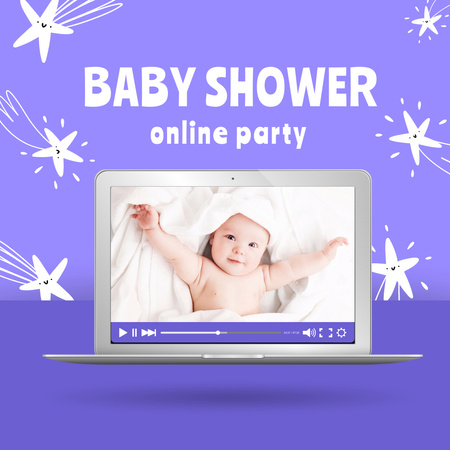 Szablon projektu baby shower ogłoszenie online party Instagram