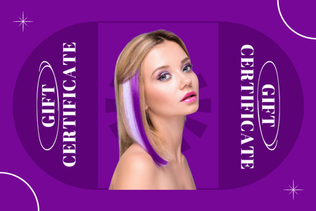 Plantilla de diseño de Extensiones de cabello en Beauty Studio Gift Certificate 