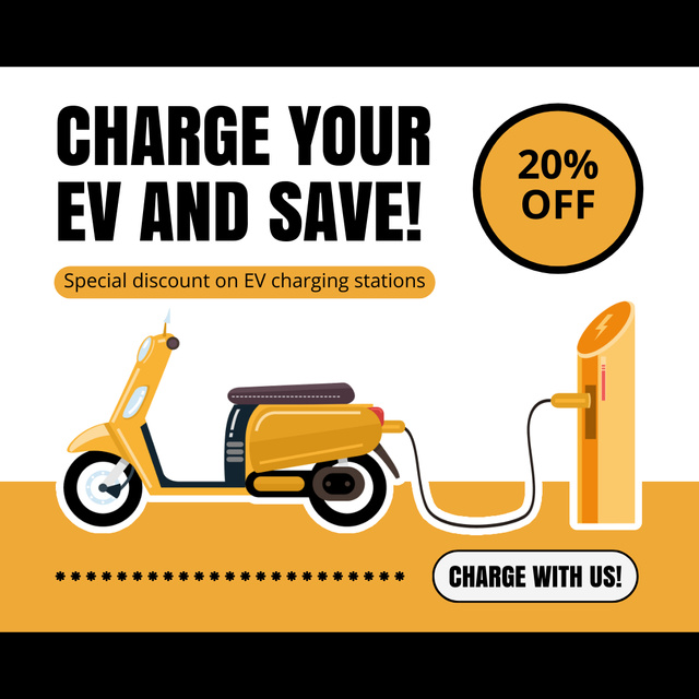 Electric Scooter Charging Discount Announcement Instagram AD tervezősablon