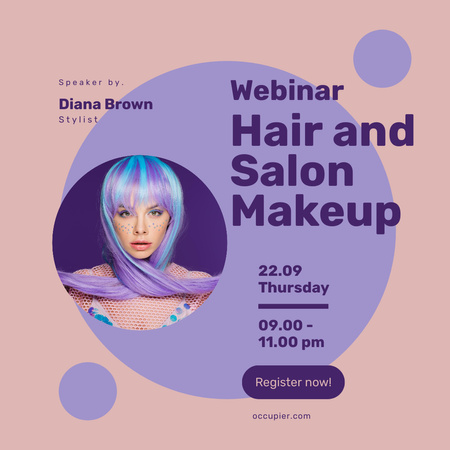 Convite para webinar de maquiagem para cabeleireiro e salão de beleza Instagram Modelo de Design