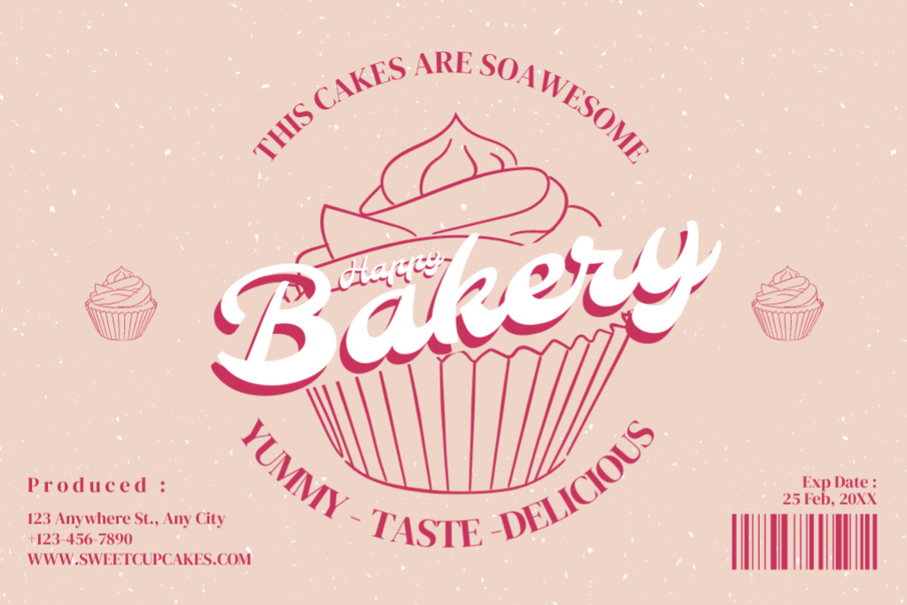 Delicious Cupcakes Retail Label Modelo de Design