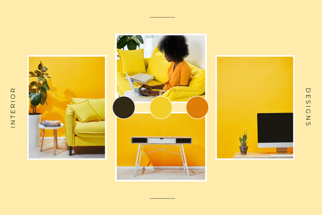 Juicy Yellow Interior Design Mood Boardデザインテンプレート