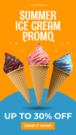 Ice-Cream Cones Sale Instagram Video Story Design Template