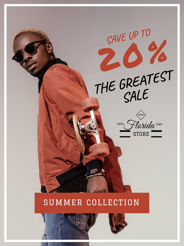 Fashion sale ad with Young Man Poster US Modelo de Design
