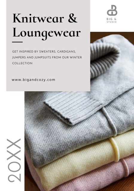 Knitwear and Loungewear Sale Offer Poster 28x40in Πρότυπο σχεδίασης