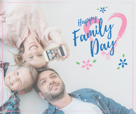 Parents with Daughter on Family Day Facebook Design Template