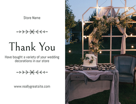 Düğün Teşekkür Mesajı Thank You Card 5.5x4in Horizontal Tasarım Şablonu