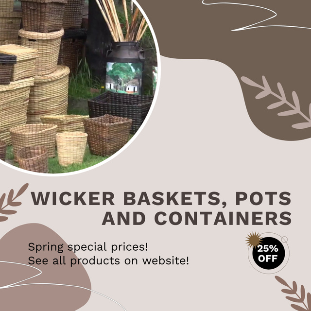 Platilla de diseño Wicker Baskets And Containers With Discount Animated Post