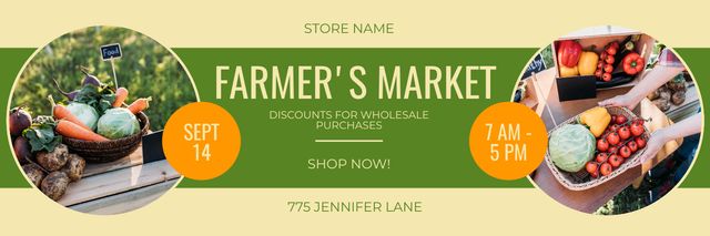 Discounts at Farmers' Market Twitterデザインテンプレート