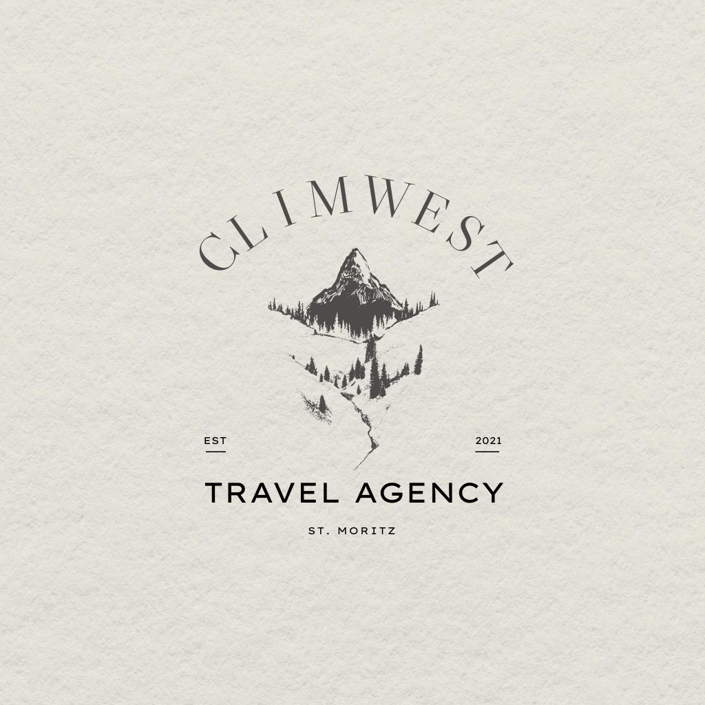 Travel Agency Ad with Illustration of Mountains Logo Design Template