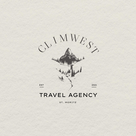 Travel Agency Ad with Illustration of Mountains Logo Design Template
