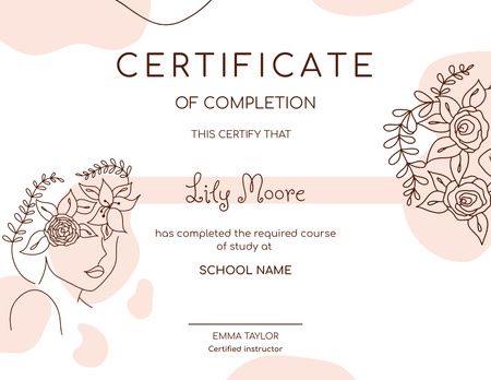 Okul Kursunu Tamamlama Ödülü Certificate Tasarım Şablonu