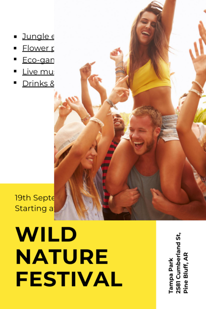 Young People having Fun at Music Festival Flyer 4x6in Design Template