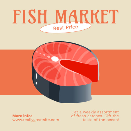 Designvorlage Fischmarkt-Promo mit Angebot zum besten Preis für Instagram AD