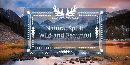 Natural spirit with Scenic Landscape of Lake Image Design Template