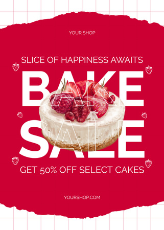 Oferta de venda de bolos em vermelho Flayer Modelo de Design