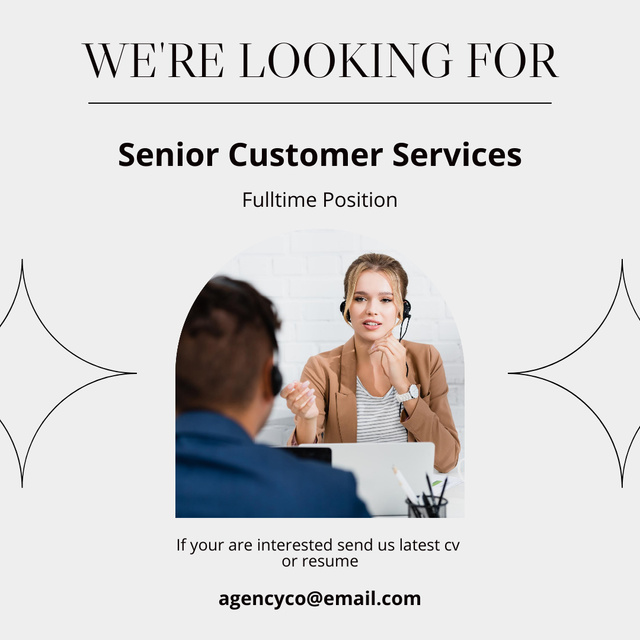 We're Looking For Customer Service Specialist Instagram Design Template