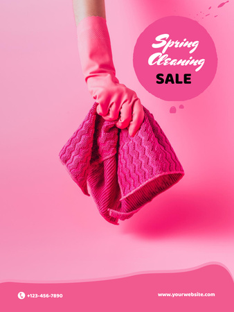 Предложение по продаже клининговых услуг в розовом цвете Poster US – шаблон для дизайна