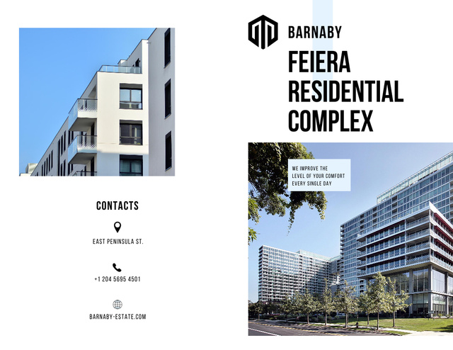 Comfortable And Modern Residential Complex Ad Brochure 8.5x11in Bi-fold Design Template